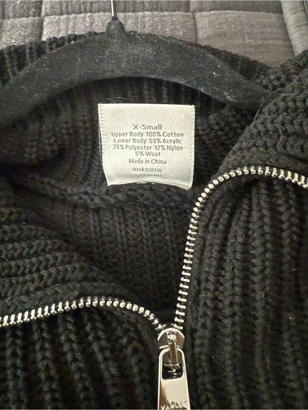 Women’s Varley Two-Tone Black and Gray Quarter-Zip Sweater